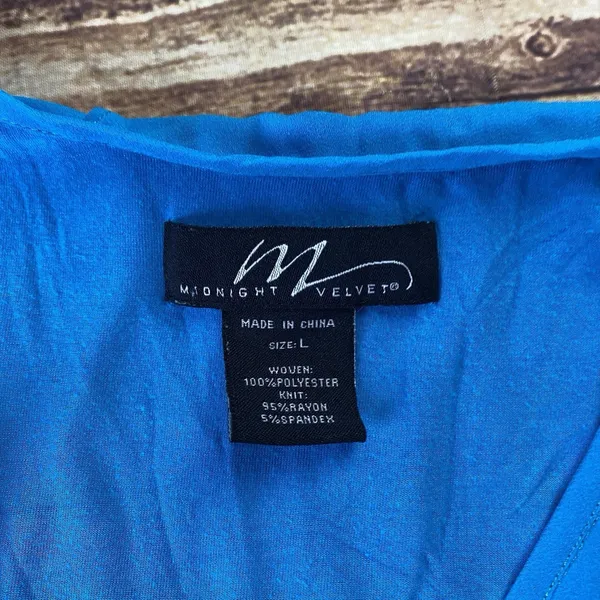 Midnight Velvet Women’s Blouse Layered Sleeveless Blue Size Large - Image 5