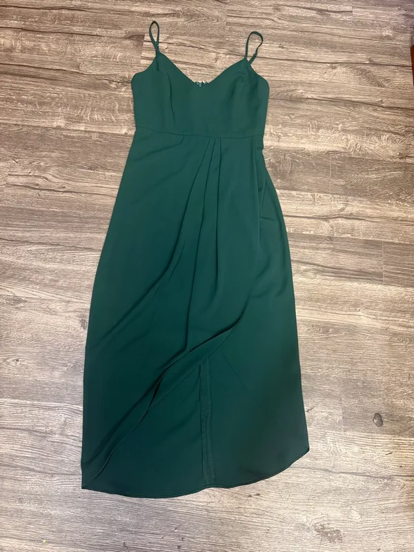 Lulu's Emerald Green Spaghetti-Strap Midi Dress with Front Slit - Image 6