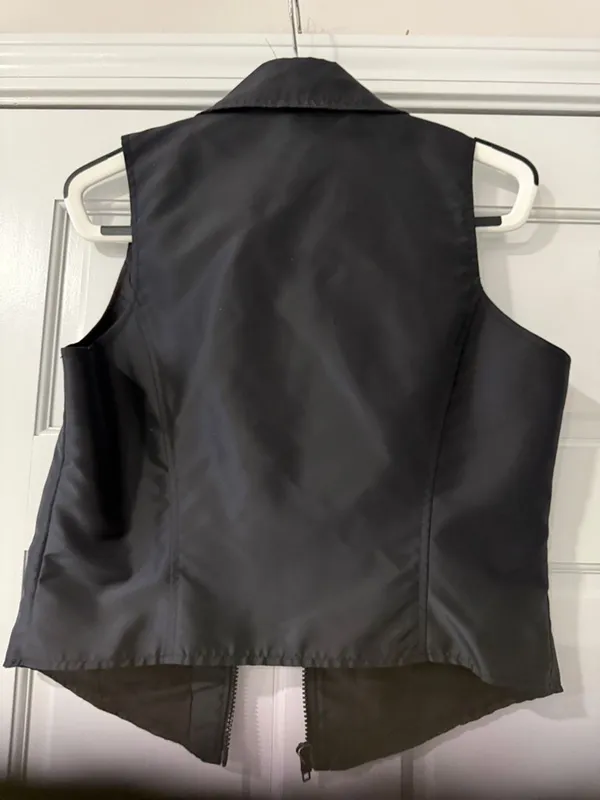 Ann Taylor Black Nylon Zipper Vest With Collar Size Medium - Image 6