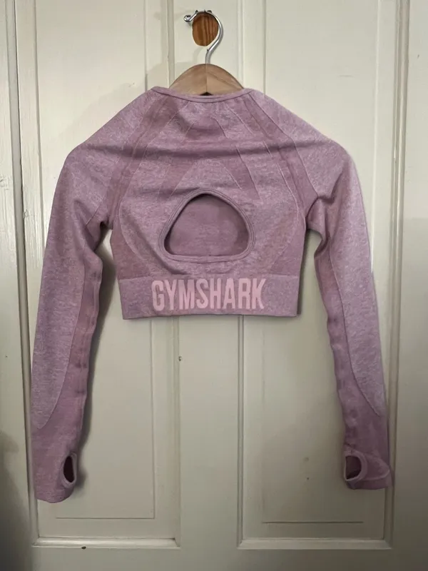 Gymshark Flex Sports Long Sleeve Crop Top Calm Pink Size Small - Image 8