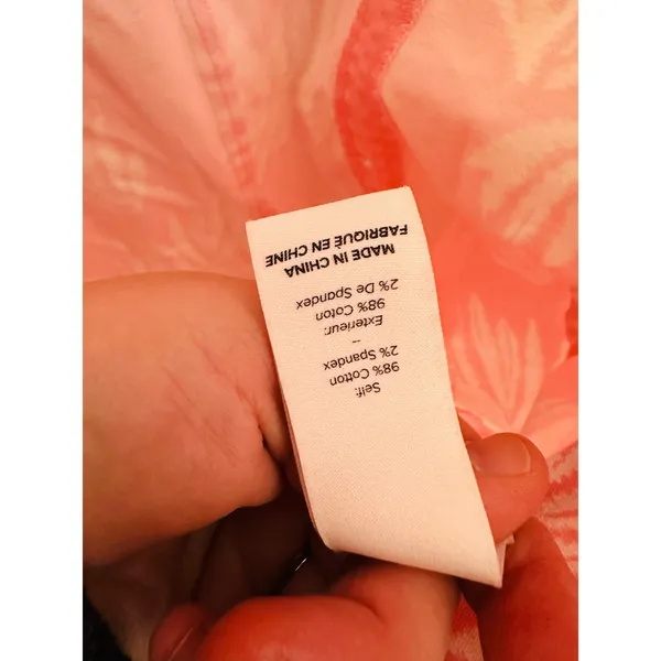 Cinq à Sept Pink White Tropical Leaves Cotton Blend Phoenix Madison Dress sz 14 - Image 9