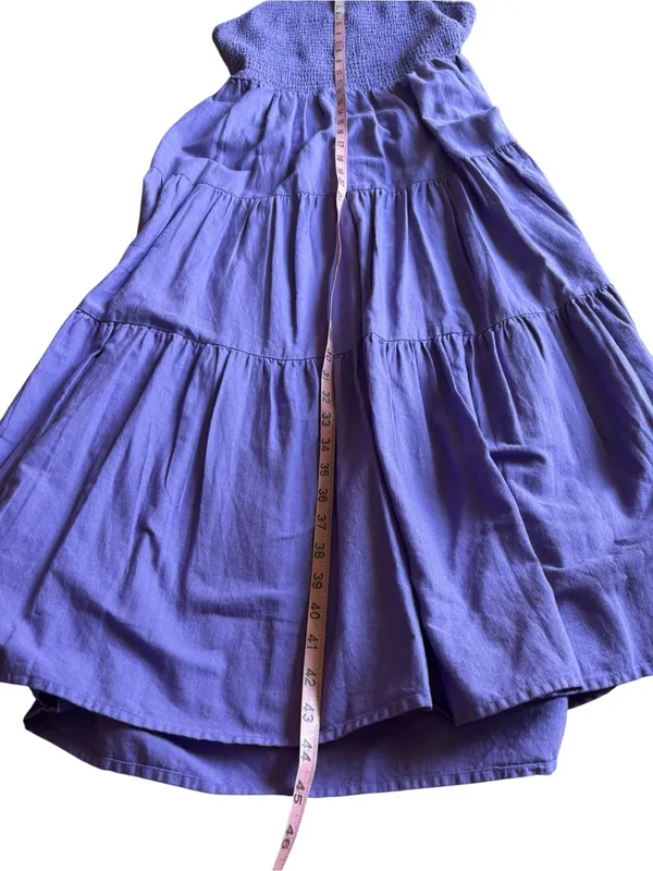 NWT Universal Thread Purple Smocked Tiered Midi Dress Pockets Cutout Back M - Image 11