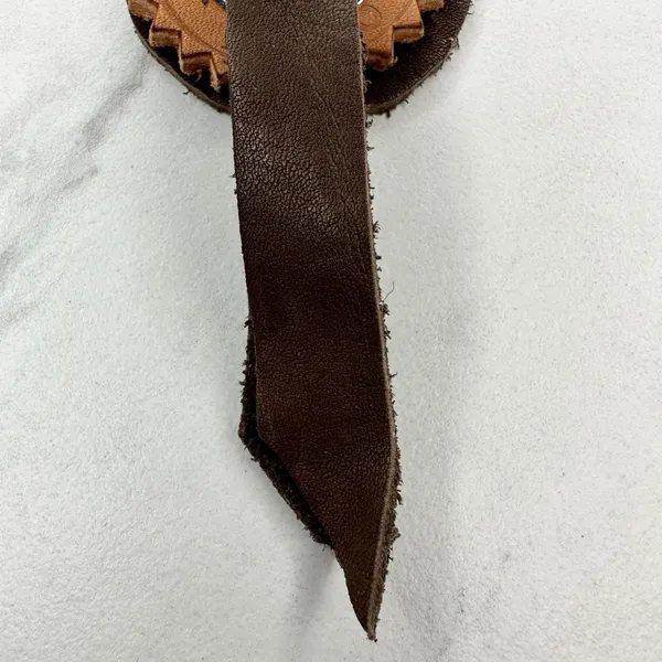Soft Brown Leather Fringe Western Concho Rock Creek Idaho Boho Keychain Keyring - Image 6