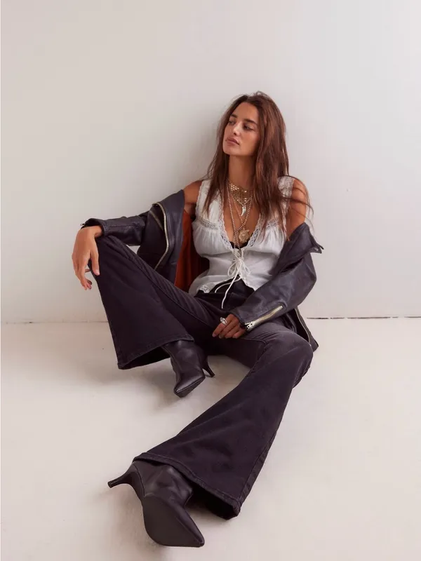 Free People We the Free Jayde Flare Jeans in Onyx - Image 2