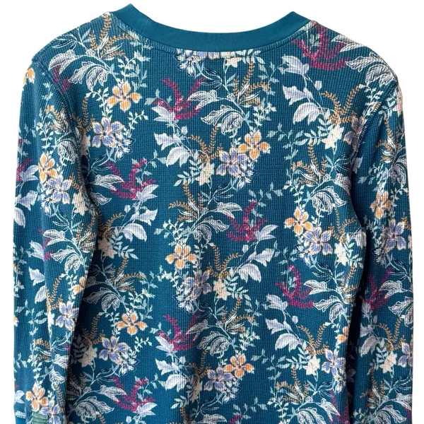 Sundance Blue Pink Floral‎ Long Sleeve Waffle Knit Thermal Top Feminine XS - Image 7