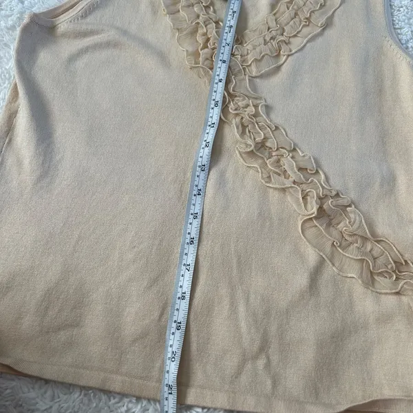 August Silk VTG Y2K Womens Silk Ruffle Top Quiet Luxury Capsule Minimalist Sz L - Image 4