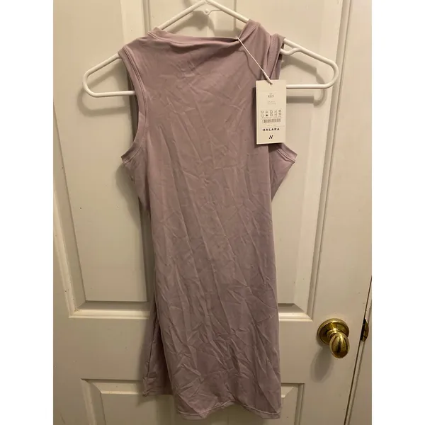 NWT Halara Lavender Purple Backless Active Dress BuiltIn Bra Tank Mini Flare XXS - Image 2