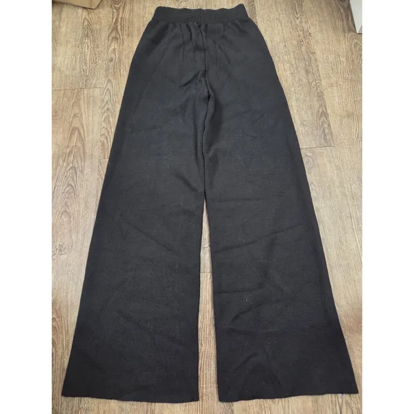 Katch Me black ribbed knit wide-leg trousers One Size Pants Stretchy - Image 5