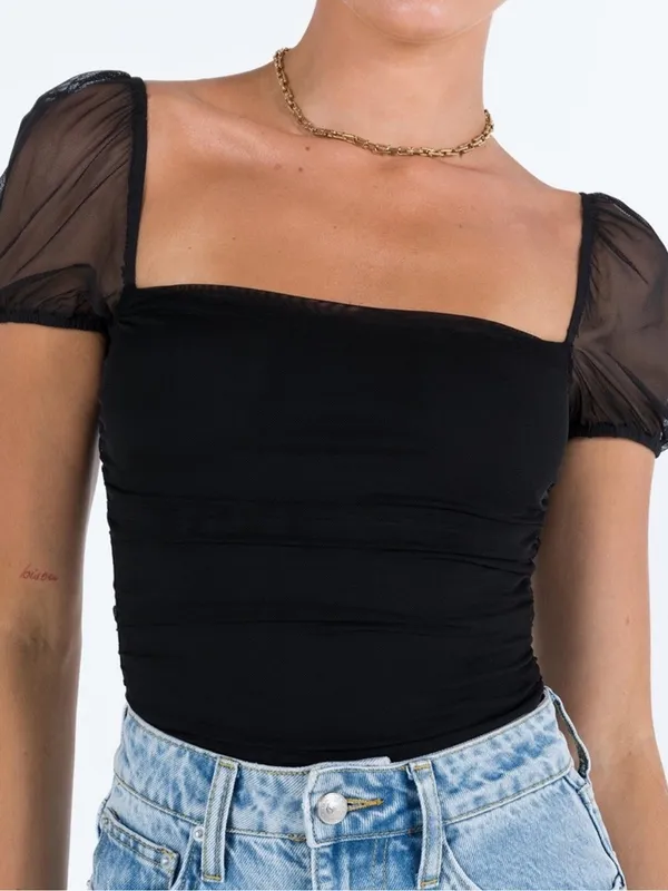 Princess Polly Womens Dostan Bodysuit Black New 4/Small - Image 6