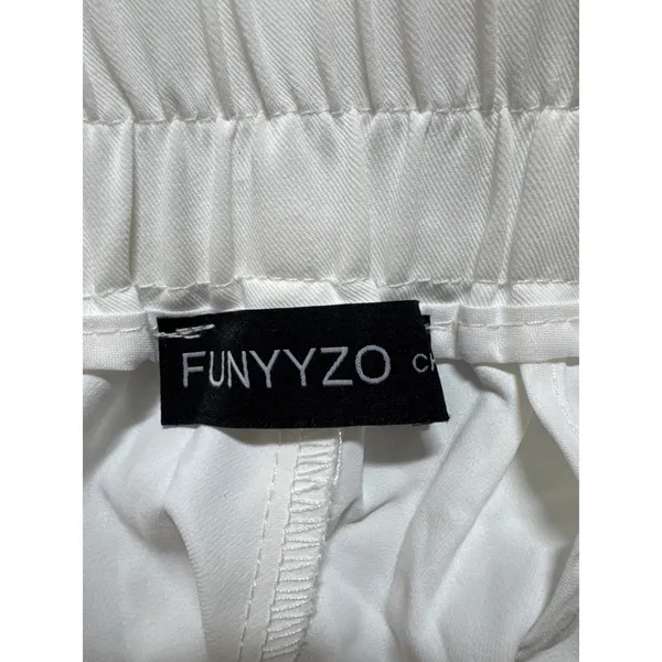 FUNYYZO White Wide Leg Dress Pants Elastic Waist Career‎ Casual XL - Image 5