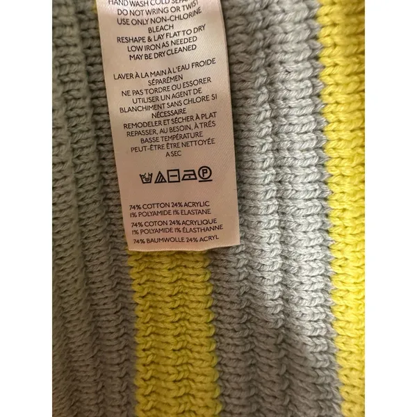 Free People Links Oversized Chunky Knit Sweater Grey Yellow Stripe Size Medium - Image 3
