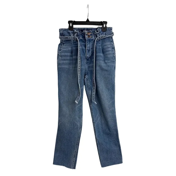 Hollister Jeans Curvy High Rise Mom Paperbag Boho Tie Waistband Size Women's 1 - Image 3