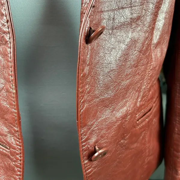 Vintage 70s Genuine Leather Burgundy Jacket - Image 6