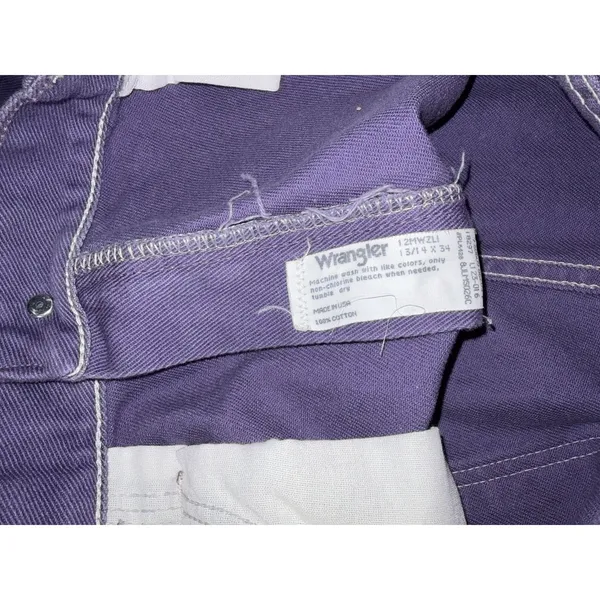 VTG Women's 90s Purple Wash Denim Wrangler Jeans 13/14x34(38x34) Cowgirl Cut USA - Image 4