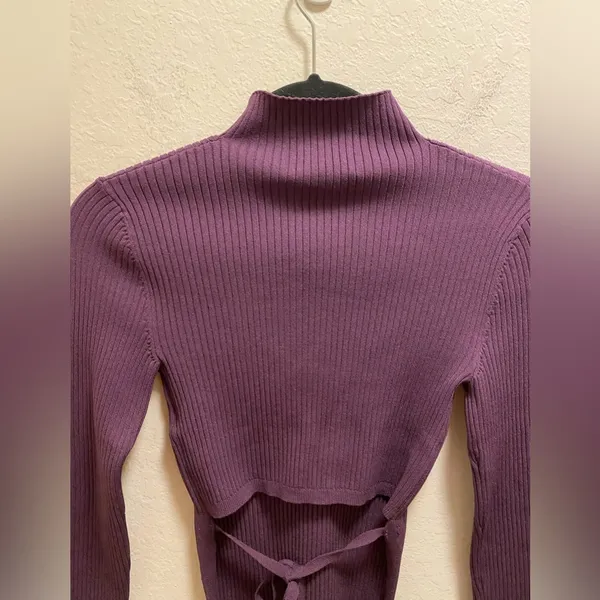 Aritzia Babaton Sculpt Knit Tie-Back Sweater In Dewberry Purple Size XS NEW - Image 6