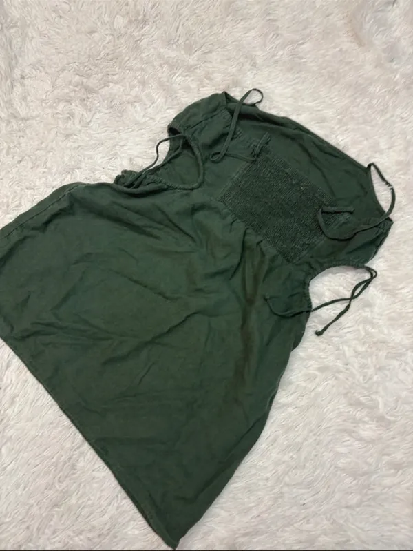 Aerie Dark Green Spaghetti Strap cut out Slip Dress - Image 2