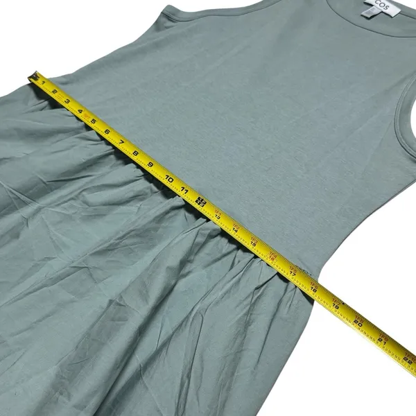 COS Cotton Contrast Panel Maxi Dress Sage Green Coastal Resort Travel Chic L - Image 9