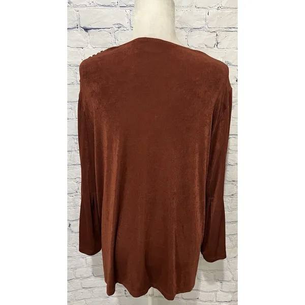 Chico's Travelers Brown Top Womens Gold Hardware Shoulder Tunic Chicos 3/XL/16 - Image 6