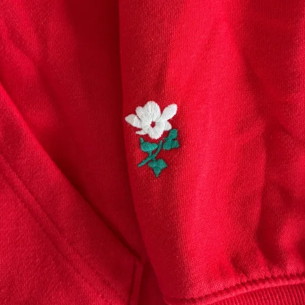 Universal Threads Red Love Graphic‎ Oversized Hoodie Sweatshirt XXL Flower Detail - Image 5
