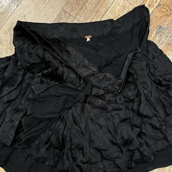 Free People Black Star Pattern Ruffle Layered Mini Skirt - Image 2