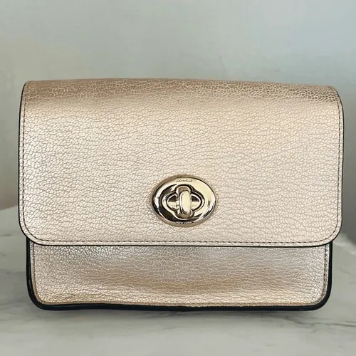 Coach Women's Turnlock Chain Crossbody Leather Bag, Platinum/Gold, NWOT - Image 3