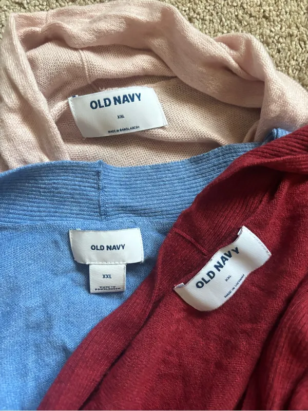 Bundle of 3 Old Navy Plus Size Maroon, Blue, Pink Open-Front Cardigans - Image 4