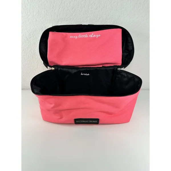Victoria’s Secret Travel Case Pink Black Stripe Sexy Little Things NWT Gift - Image 9