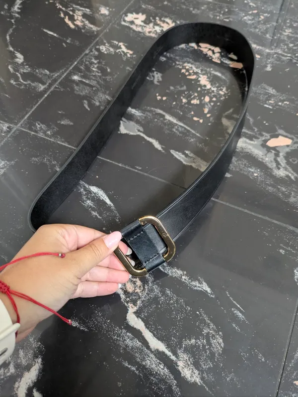Lauren Ralph Lauren Black Leather Slide Buckle Belt - Image 2