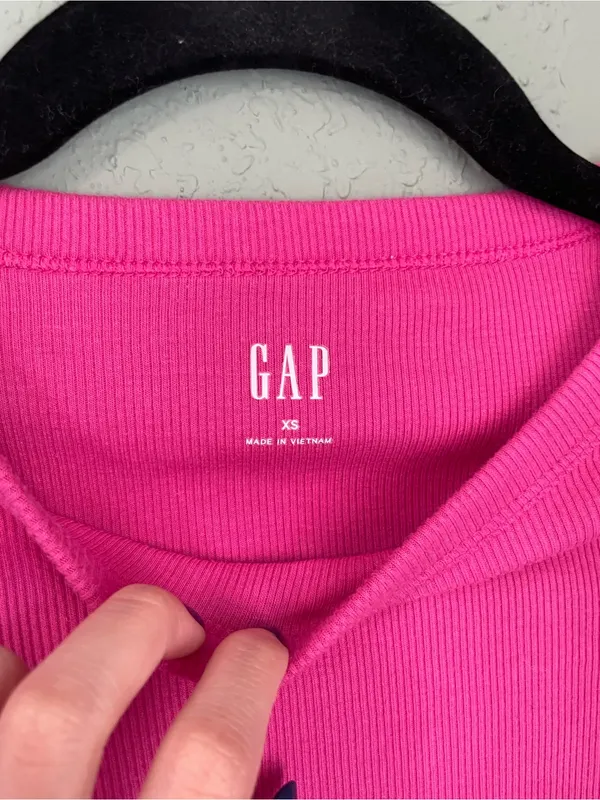 Gap Ribbed Long Sleeve Crewneck Long Sleeve Size XS Pink - Image 4