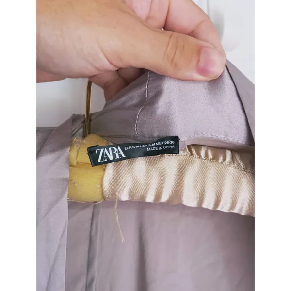 NWT Zara Silk Belted Robe Kimono Dressing Gown S/M Taupe Elegant Quiet Luxury - Image 6