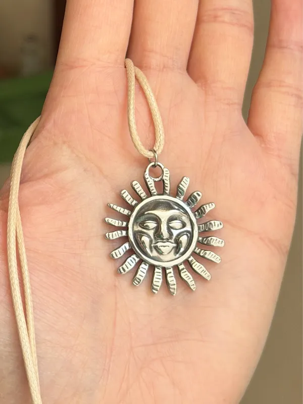 Handmade stainless steel sun boho retro vintage style necklace☀️ - Image 3