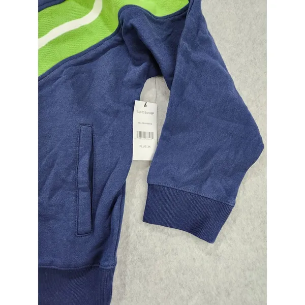 Women WEAR Erin Andrews Seattle Seahawks Yarn Dye Stripe Full-Zip Jacket Plus 3X - Image 2