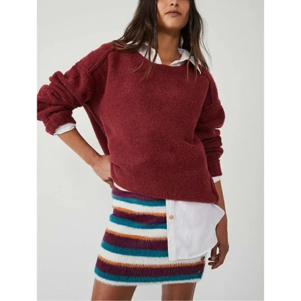 NWT Free People Ciara Sweater Mini Skirt / Fig Jam Combo Size M - Image 3