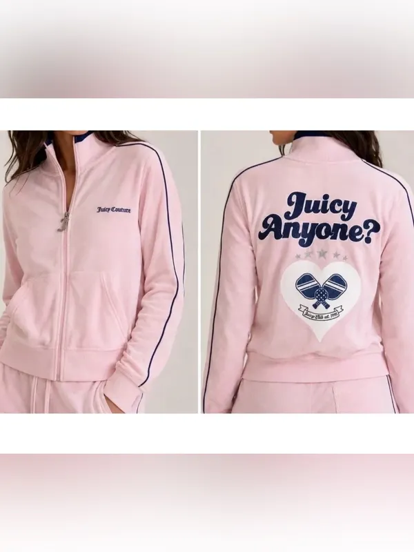 Juicy Couture Women's Cotton Velour Pickleball Jacket Size Small Juicy Anyone - Image 2