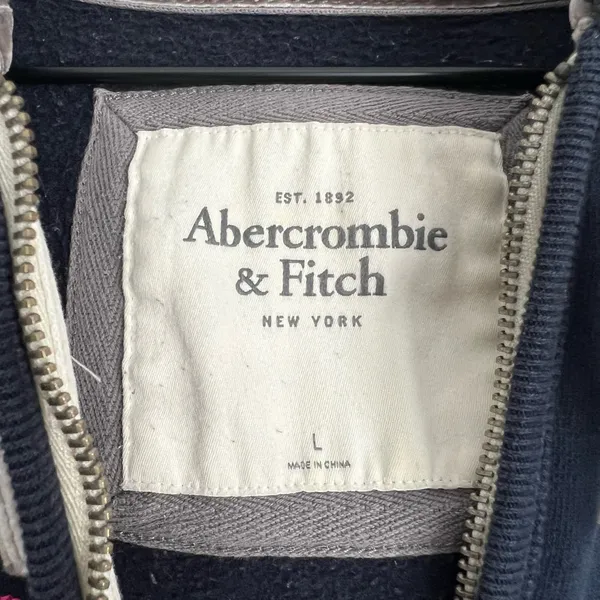 Abercrombie & Fitch blue fitted full zip hoodie thermal y2k vintage New York L - Image 3