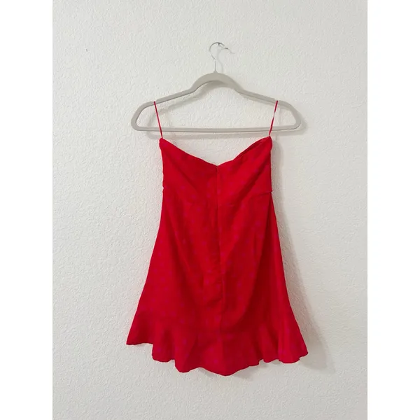 More to Come Red Heart Jacquard Strapless Mini Dress Size Small - Image 3