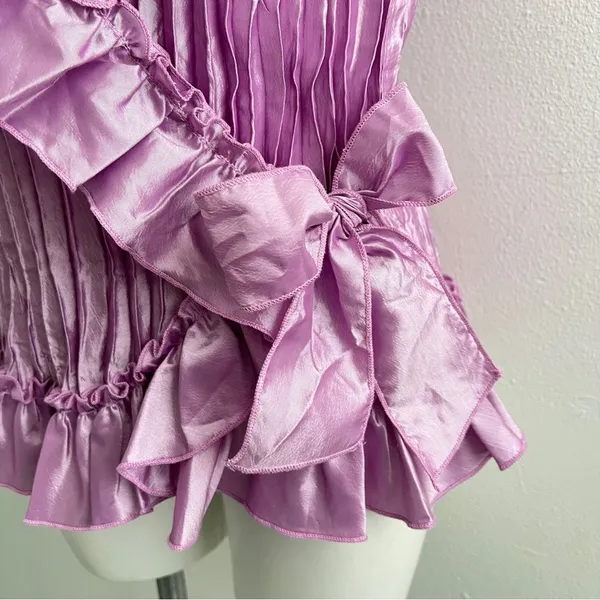 Vintage Lavish Lilac exaggerated Ruffled Blouse top size XLARGE NWOT - Image 4