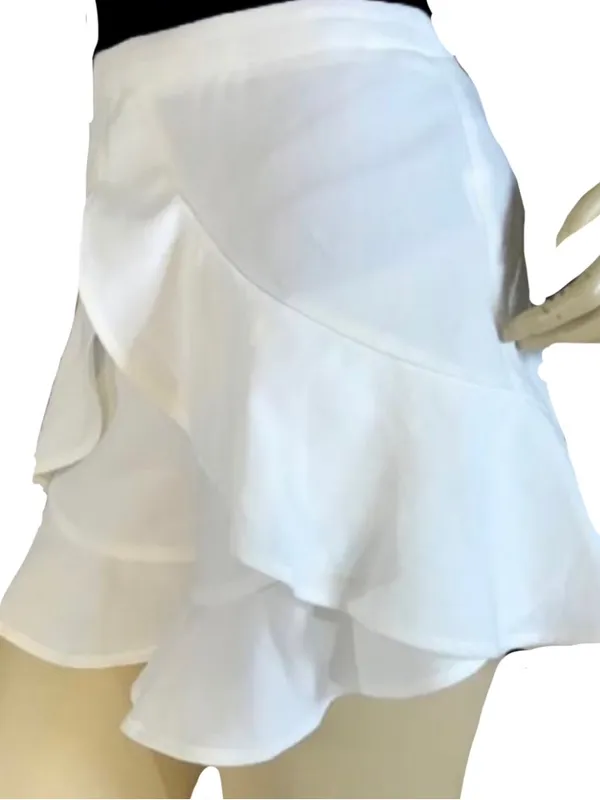 Aqua White Ruffle Accent High Waist Shorts Nwt (M) - Image 4