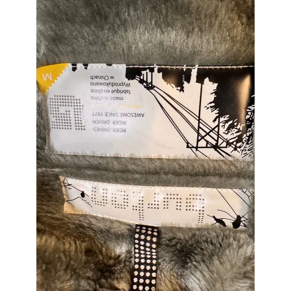 Burton Dutchess Insulated Jacket Black Tonal Check Faux Fur Hooded Womens Medium - Image 3