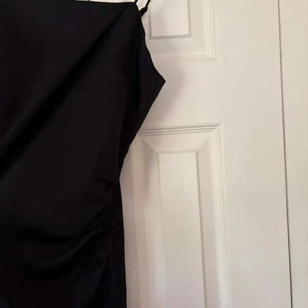 Sage the Label Black Satin Formal Sleeveless Slip Midi Dress Size Small - Image 2