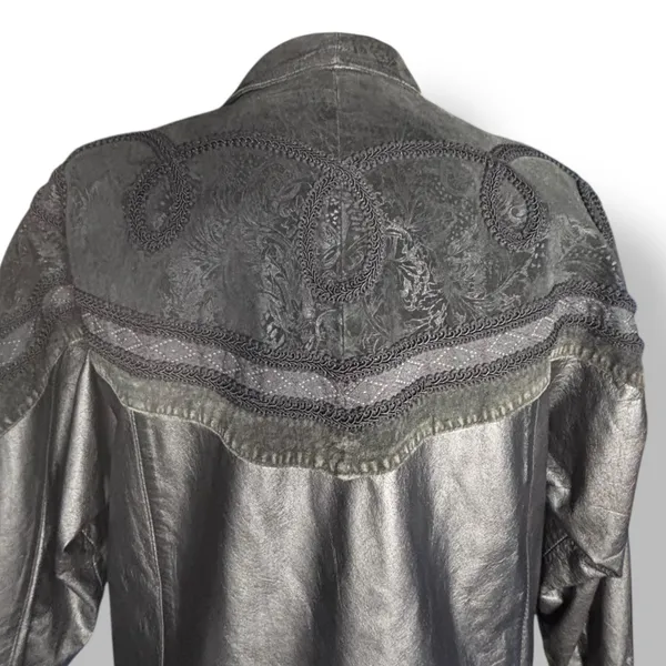 Vintage Wilsons Leather Black Trench Coat Thinsulate‎ Insulated Medium Longline - Image 14