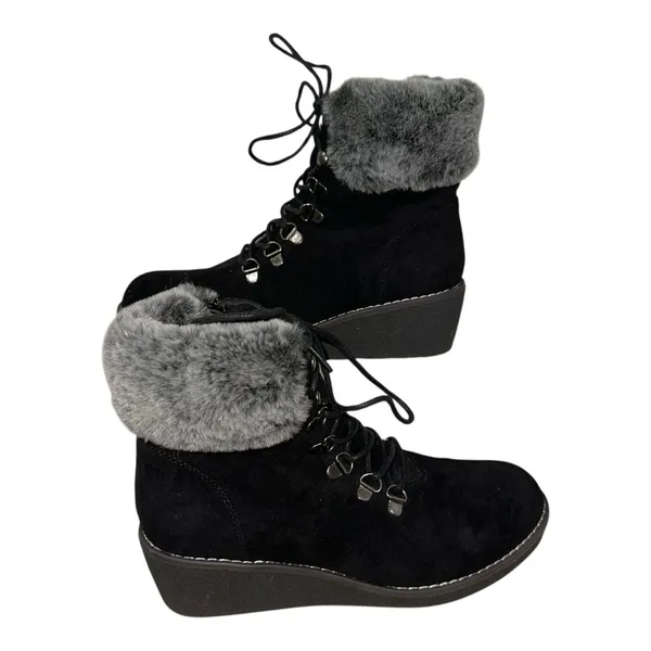 Boutique By Corkys Fox Bay Ankle Boots‎ Womens 9 Black Faux Suede Wedge Heel - Image 2