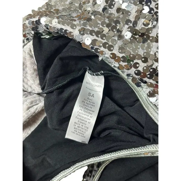 Weissman Women's Silver Leotard Silver Sequin Short Dress - Image 5