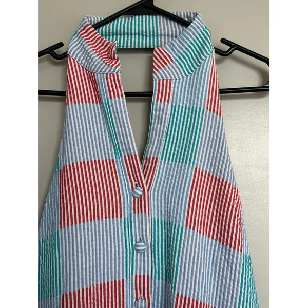 Tuckernuck Seersucker Halter Pocket Midi Dress Women's Sz Medium - Image 5