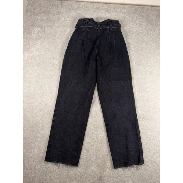 Abercrombie & Fitch A&F Mom Jean Women's 26/2 Black Paperbag High‎ Rise Belt - Image 6