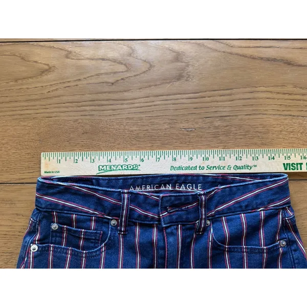 American Eagle Women Size‎ 6 Mid Rise Pinstripe Mini Jean Skirt Super Stretch - Image 4