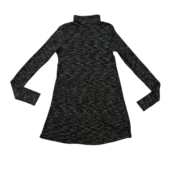 We The Free Free People Space Dye Turtleneck Mini Dress Split Back Black Grey S - Image 2