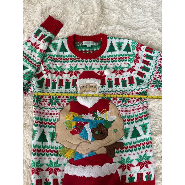 Holiday‎ Hype Ugly Christmas Sweater Santa Claus Muscle Small S - Image 4