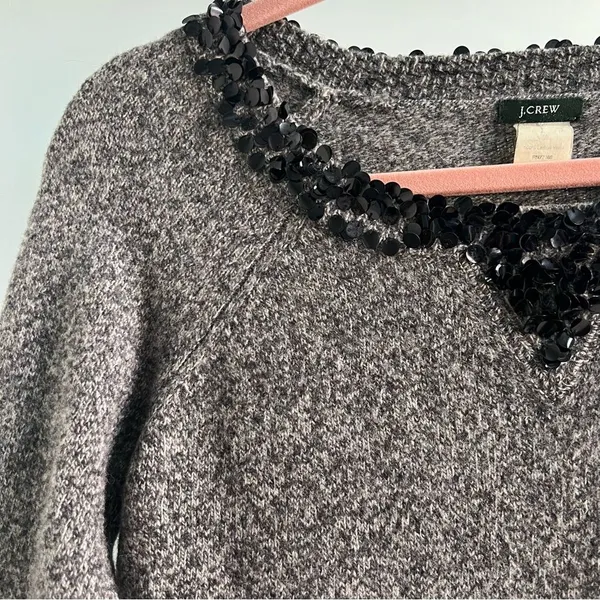 J.Crew Y2K Sequin Lambswool Sweater Cozy Grey Layer - Image 3