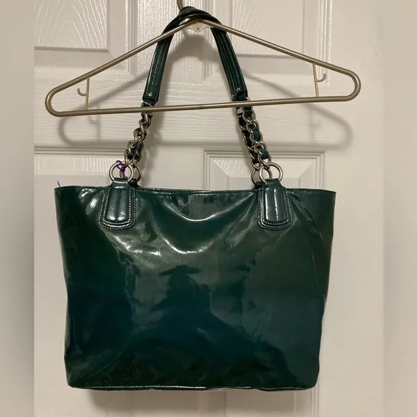 *Coach 18770 Chelsea Teal Hunter Green Patent Leather Tote Shoulder Bag - Image 15